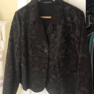 Soft brown jacket, gently used. No flaws noted.